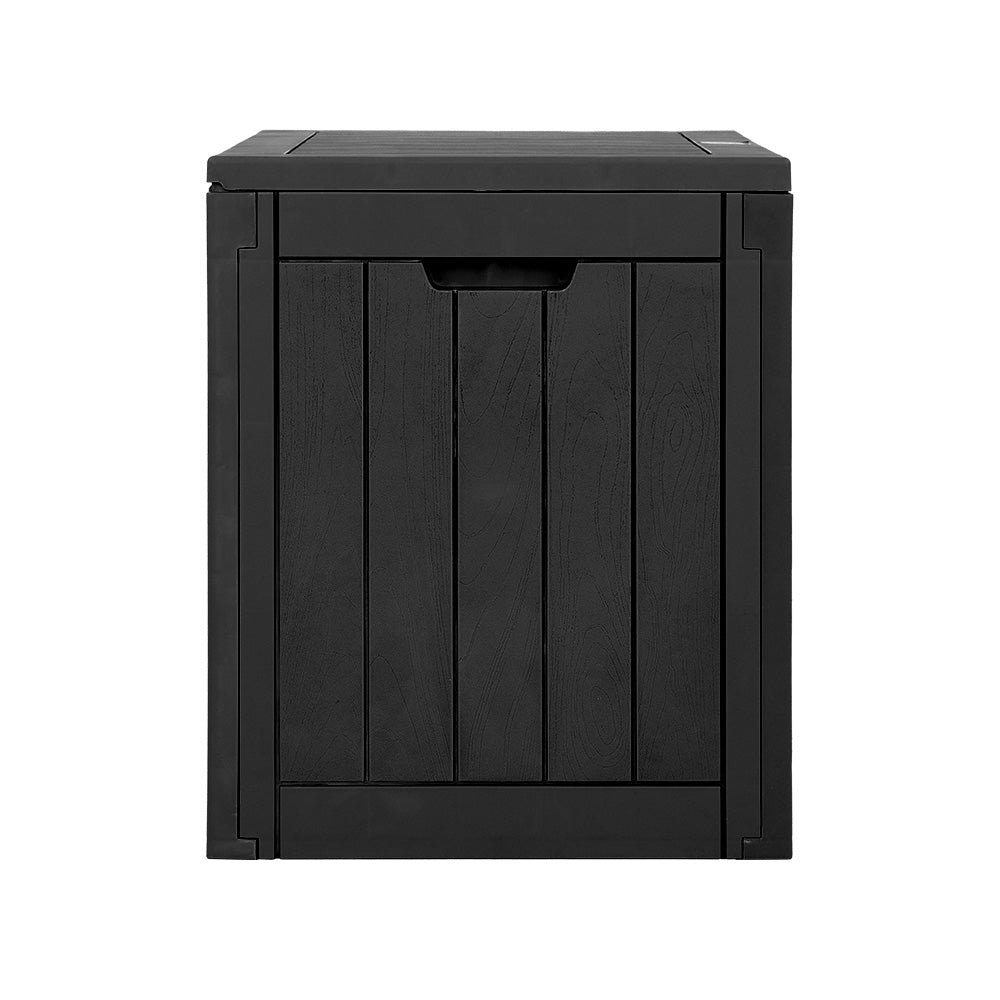 Gardeon Outdoor Storage Box 118L Container Lockable Indoor Garden Toy Tool Shed Black-3