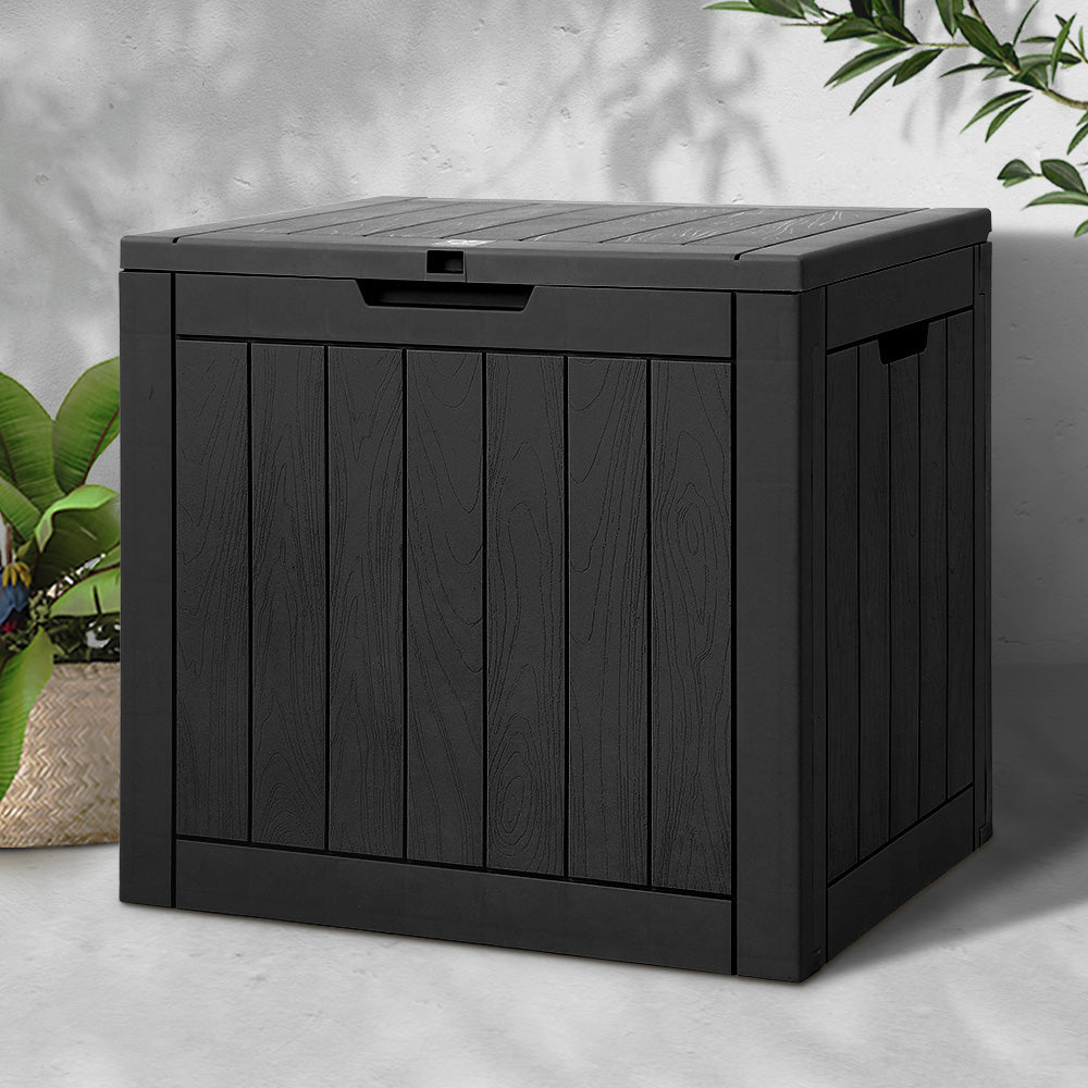 Gardeon Outdoor Storage Box 118L Container Lockable Indoor Garden Toy Tool Shed Black-7