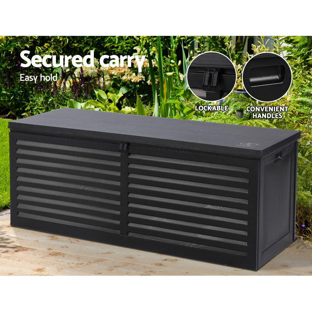 Gardeon Outdoor Storage Box 390L Container Lockable Toy Tools Shed Deck Garden-6