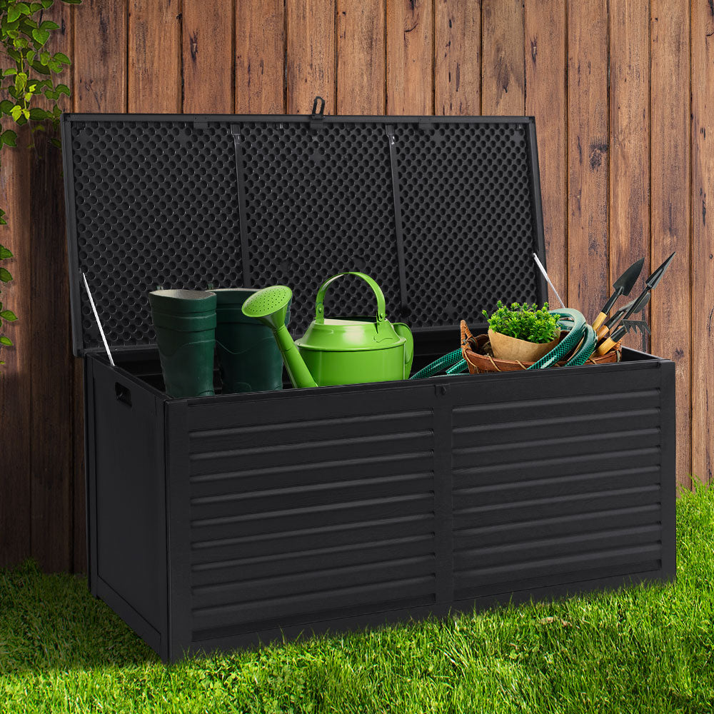 Gardeon Outdoor Storage Box 390L Container Lockable Toy Tools Shed Deck Garden-7