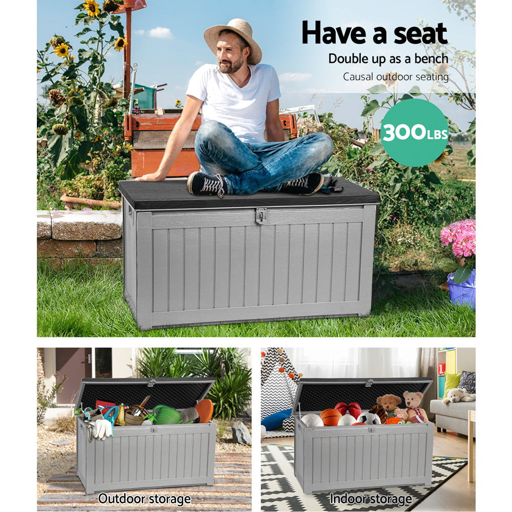 Gardeon Outdoor Storage Box Bench Seat 190L-4