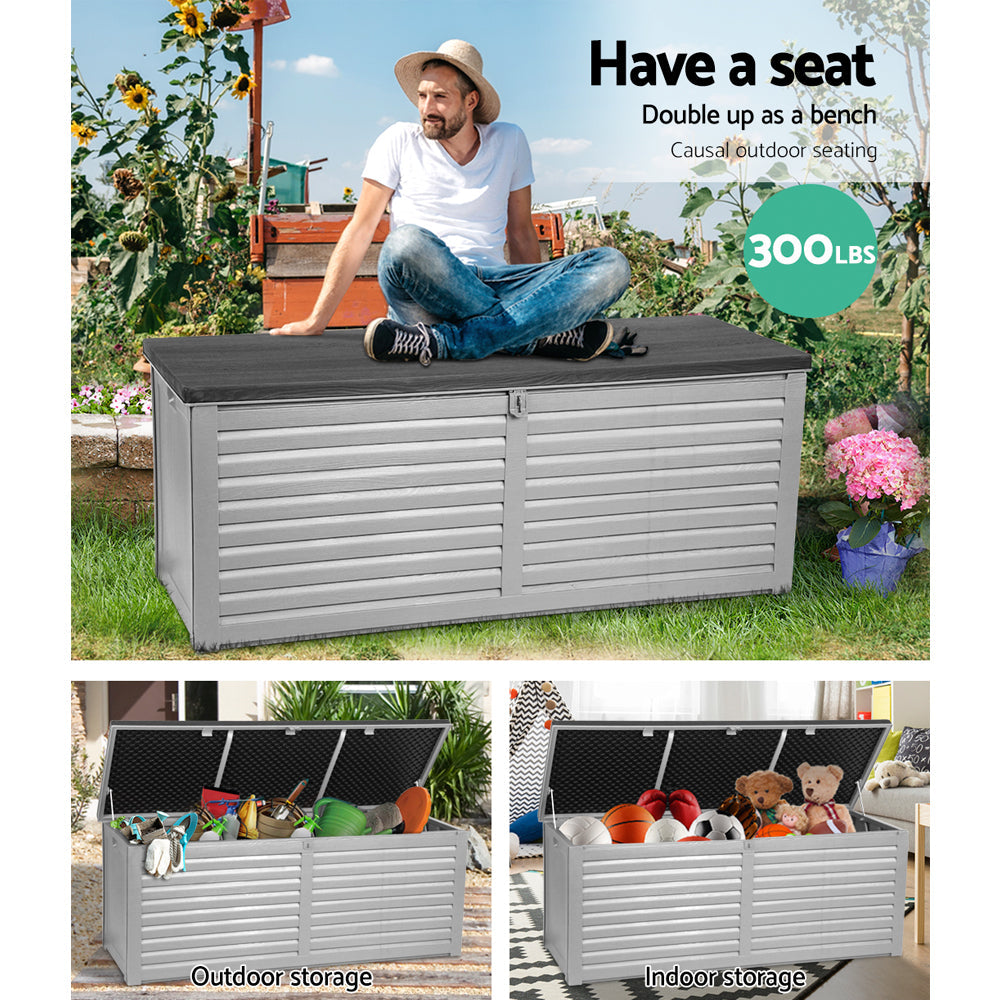 Gardeon Outdoor Storage Box Bench Seat 390L-4