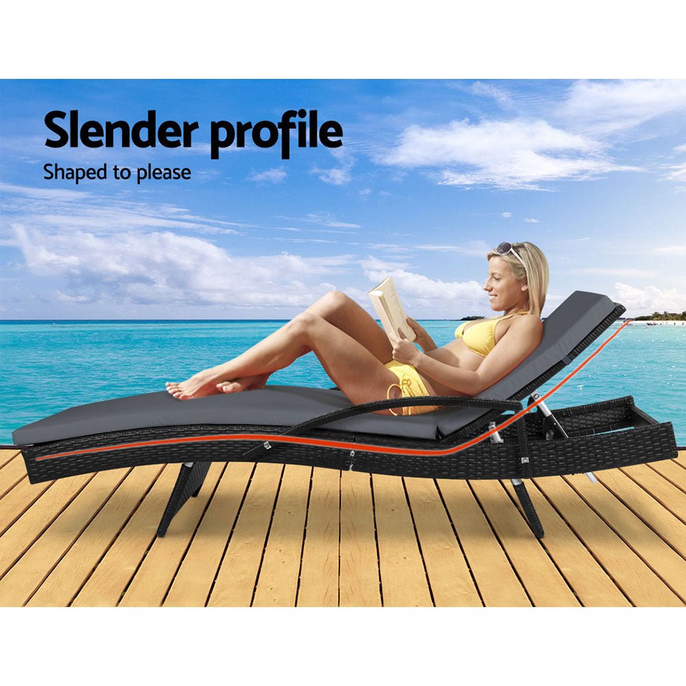 Gardeon Outdoor Sun Lounge - Black-4