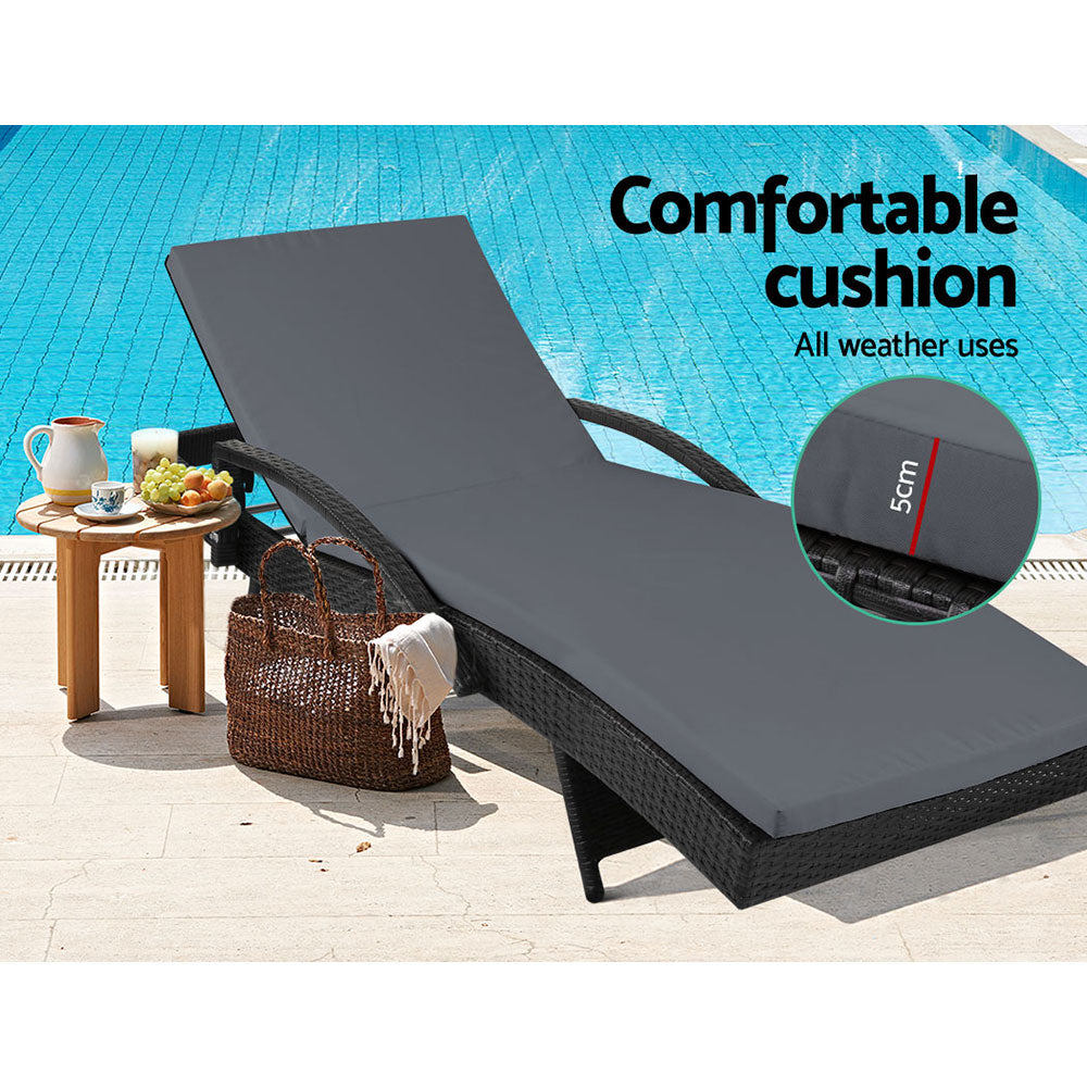 Gardeon Outdoor Sun Lounge - Black-5