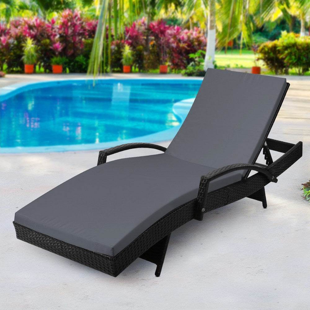 Gardeon Outdoor Sun Lounge - Black-7