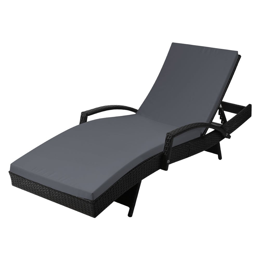 Gardeon Outdoor Sun Lounge - Black-0