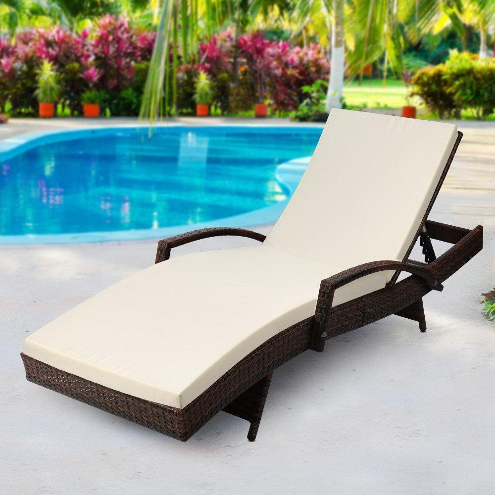 Gardeon Outdoor Sun Lounge - Brown-7