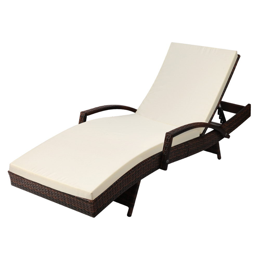 Gardeon Outdoor Sun Lounge - Brown-0