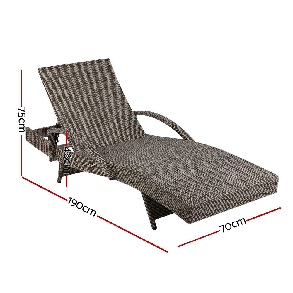 Gardeon Outdoor Sun Lounge - Grey-1