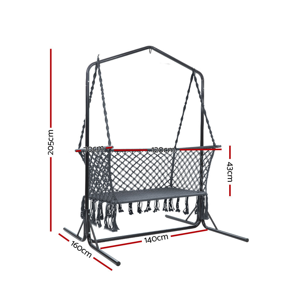 Gardeon Outdoor Swing Hammock Chair with Stand Frame 2 Seater Bench Furniture-2