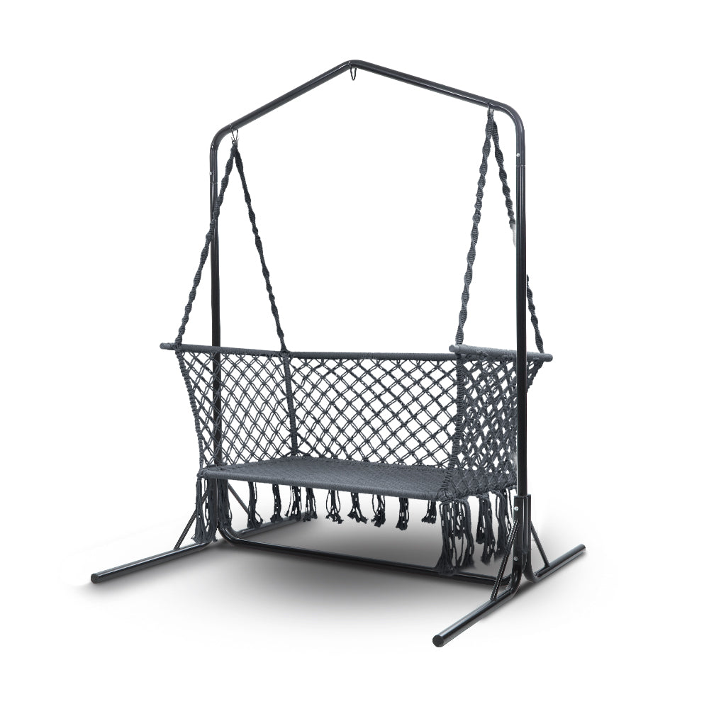 Gardeon Outdoor Swing Hammock Chair with Stand Frame 2 Seater Bench Furniture-0