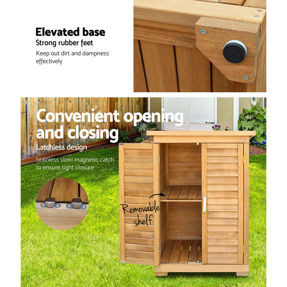 Gardeon Portable Wooden Garden Storage Cabinet-6