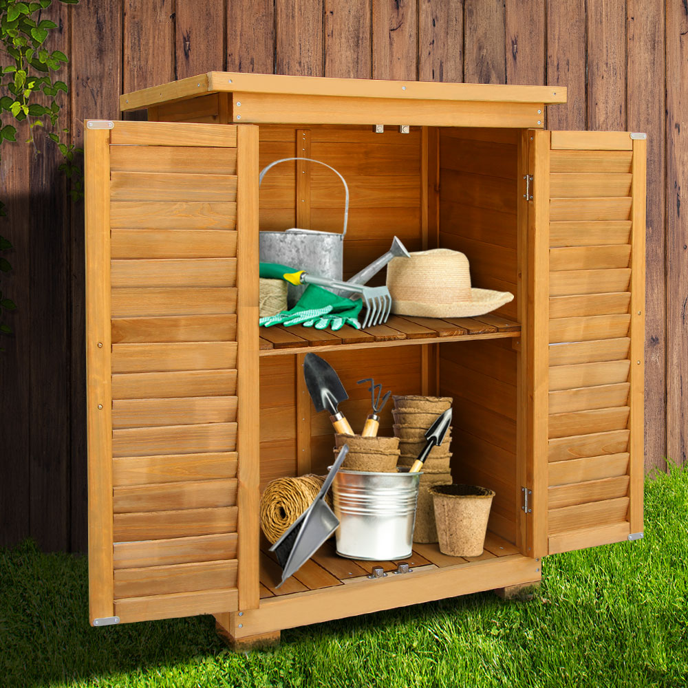 Gardeon Portable Wooden Garden Storage Cabinet-7