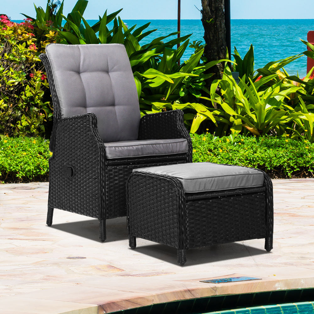 Gardeon Recliner Chair Sun lounge Setting Outdoor Furniture Patio Wicker Sofa-7