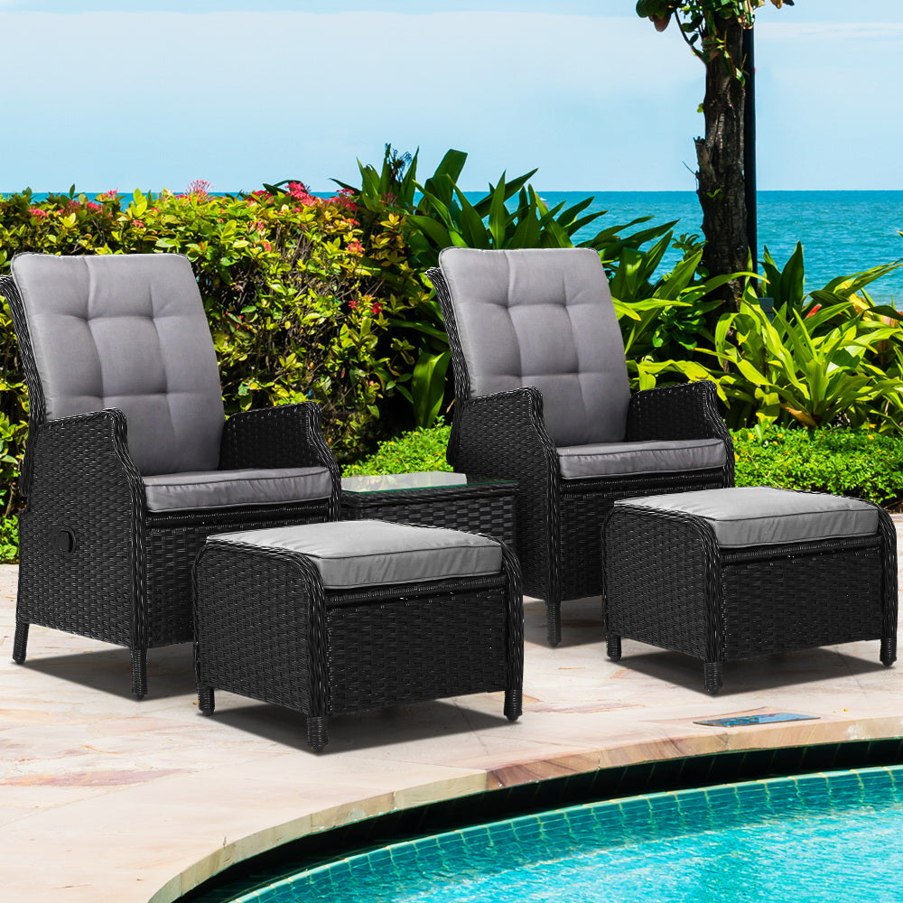 Gardeon Recliner Chairs Sun lounge Setting Outdoor Furniture Patio Garden Wicker-7