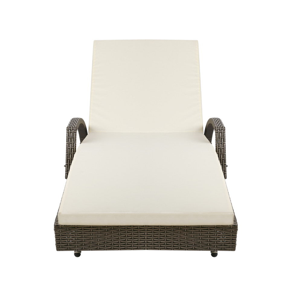 Gardeon Set of 2 Outdoor Sun Lounge Chair with Cushion- Grey-2