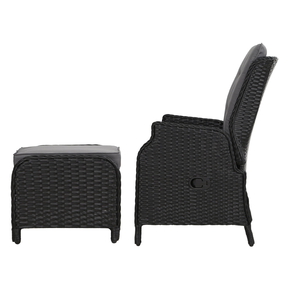 Gardeon Set of 2 Recliner Chairs Sun lounge Outdoor Setting Patio Furniture Wicker Sofa-3