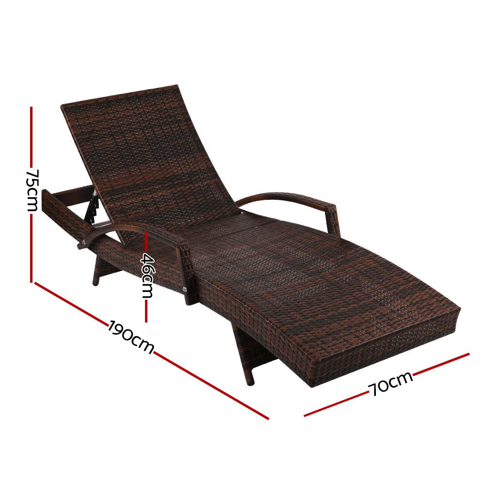 Gardeon Set of 2 Sun Lounge Outdoor Furniture Day Bed Rattan Wicker Lounger Patio-1