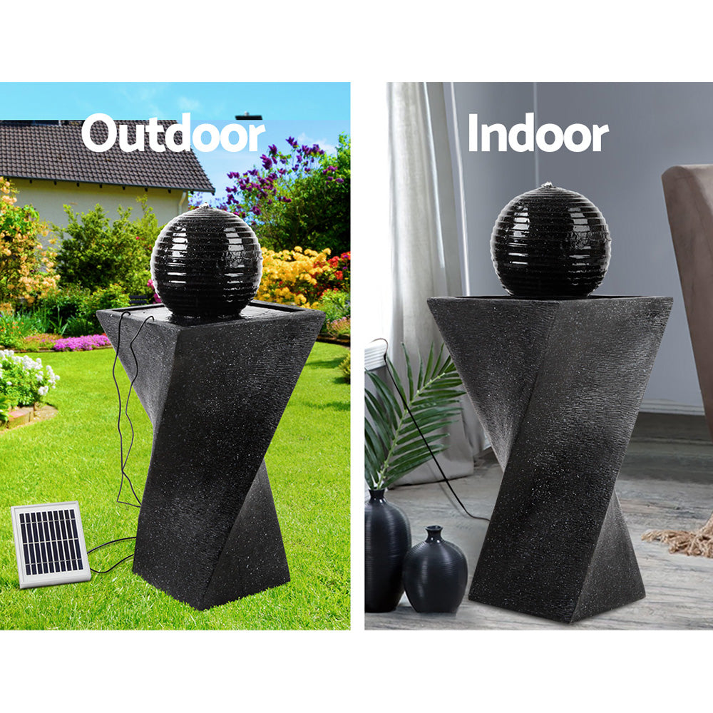 Gardeon Solar Powered Water Fountain Twist Design with Lights-4