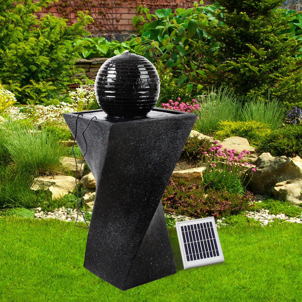 Gardeon Solar Powered Water Fountain Twist Design with Lights-7