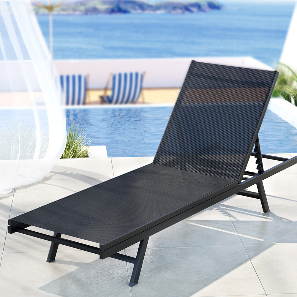 Gardeon Sun Lounger Outdoor Lounge Setting Chair Adjustable Patio Furniture Pool-4