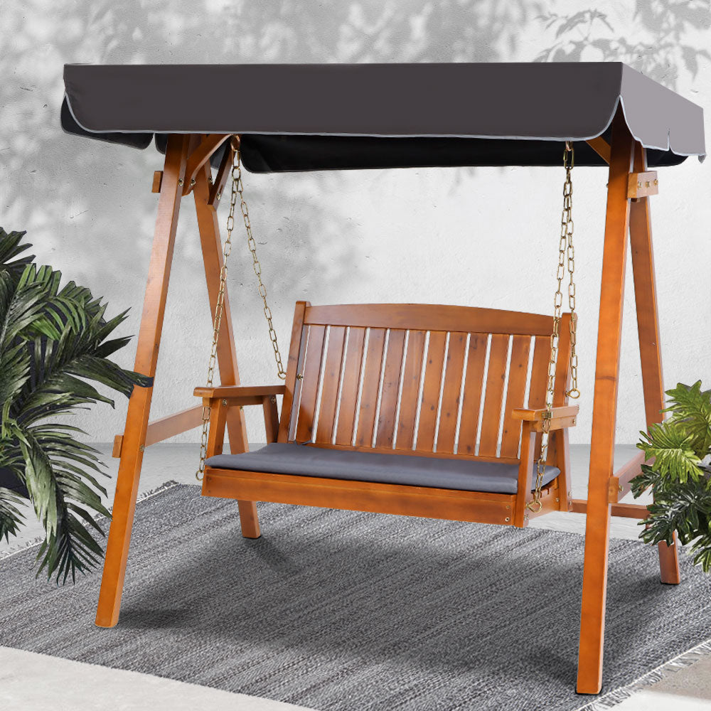 Gardeon Swing Chair Wooden Garden Bench Canopy 2 Seater Outdoor Furniture-6