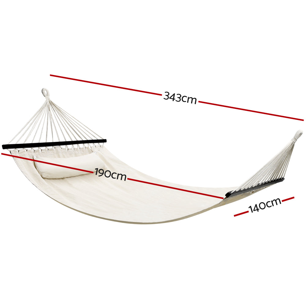 Gardeon Swing Double Hammock Bed Cream-1