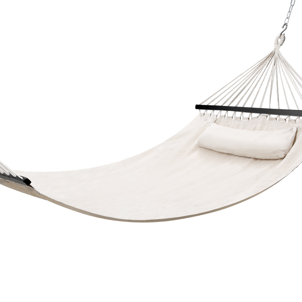 Gardeon Swing Double Hammock Bed Cream-0