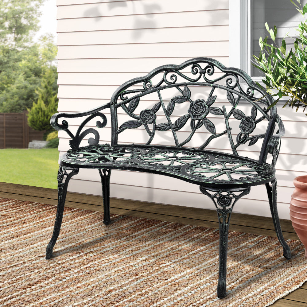 Gardeon Victorian Garden Bench - Green-7