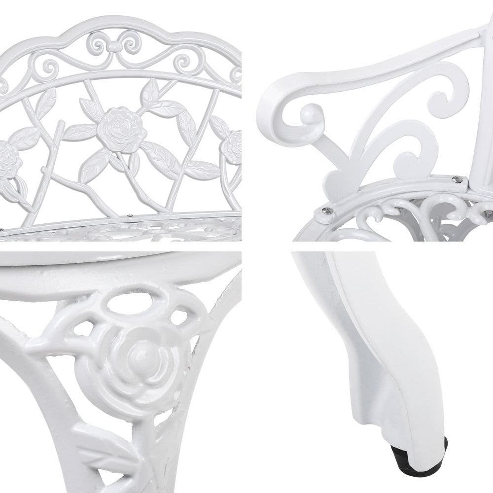 Gardeon Victorian Garden Bench White-4