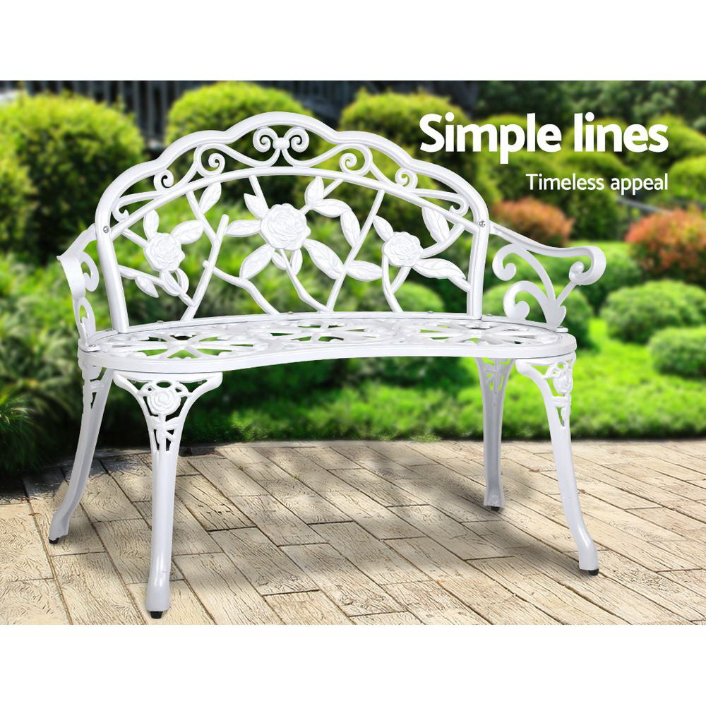 Gardeon Victorian Garden Bench White-5