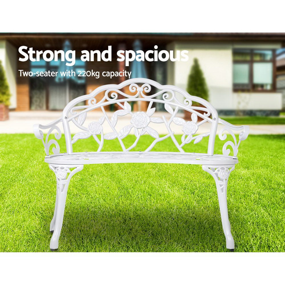 Gardeon Victorian Garden Bench White-6