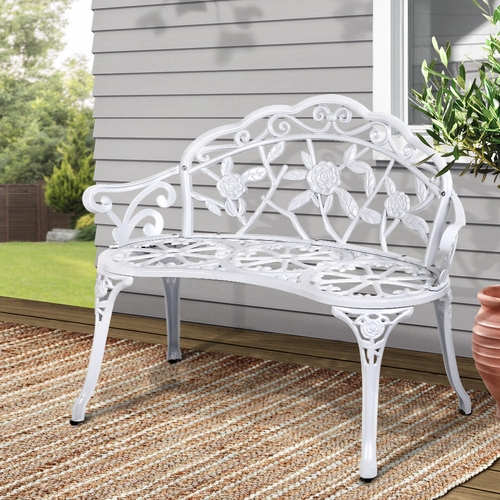 Gardeon Victorian Garden Bench White-7