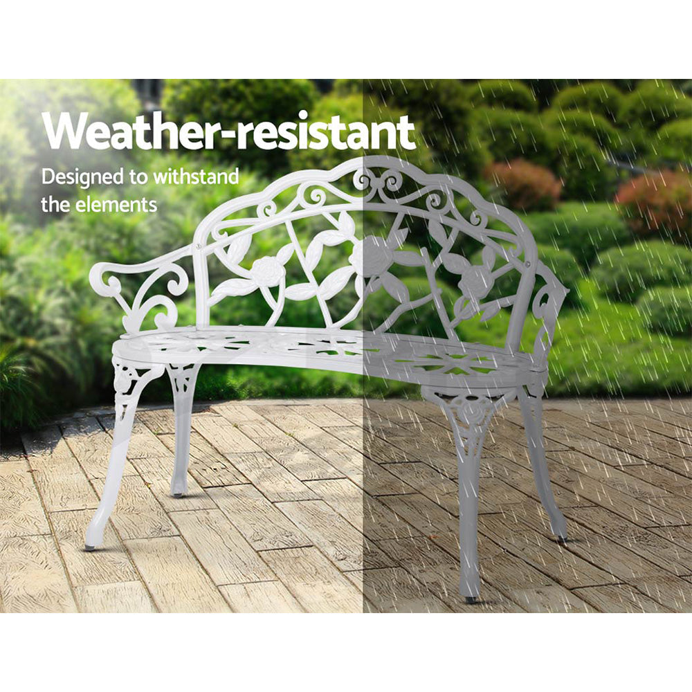 Gardeon Victorian Garden Bench White-8