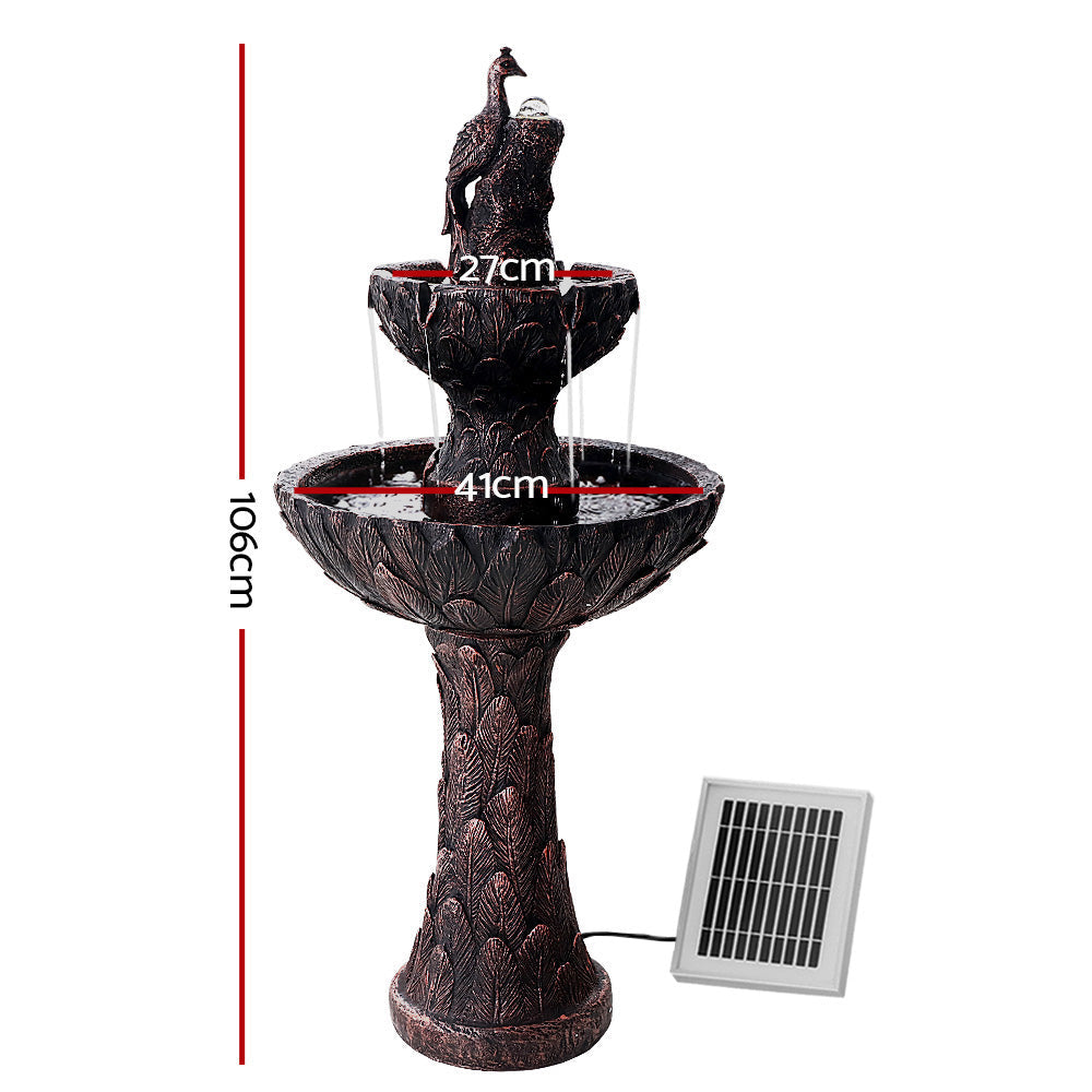 Gardeon Water Solar Fountain Outdoor Bird Bath Peacock Cascading-1