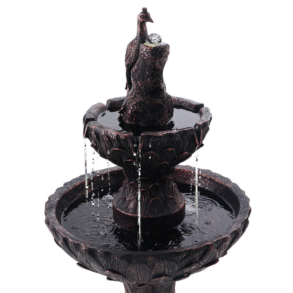 Gardeon Water Solar Fountain Outdoor Bird Bath Peacock Cascading-2