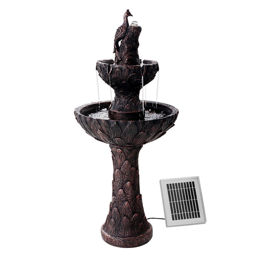 Gardeon Water Solar Fountain Outdoor Bird Bath Peacock Cascading-0