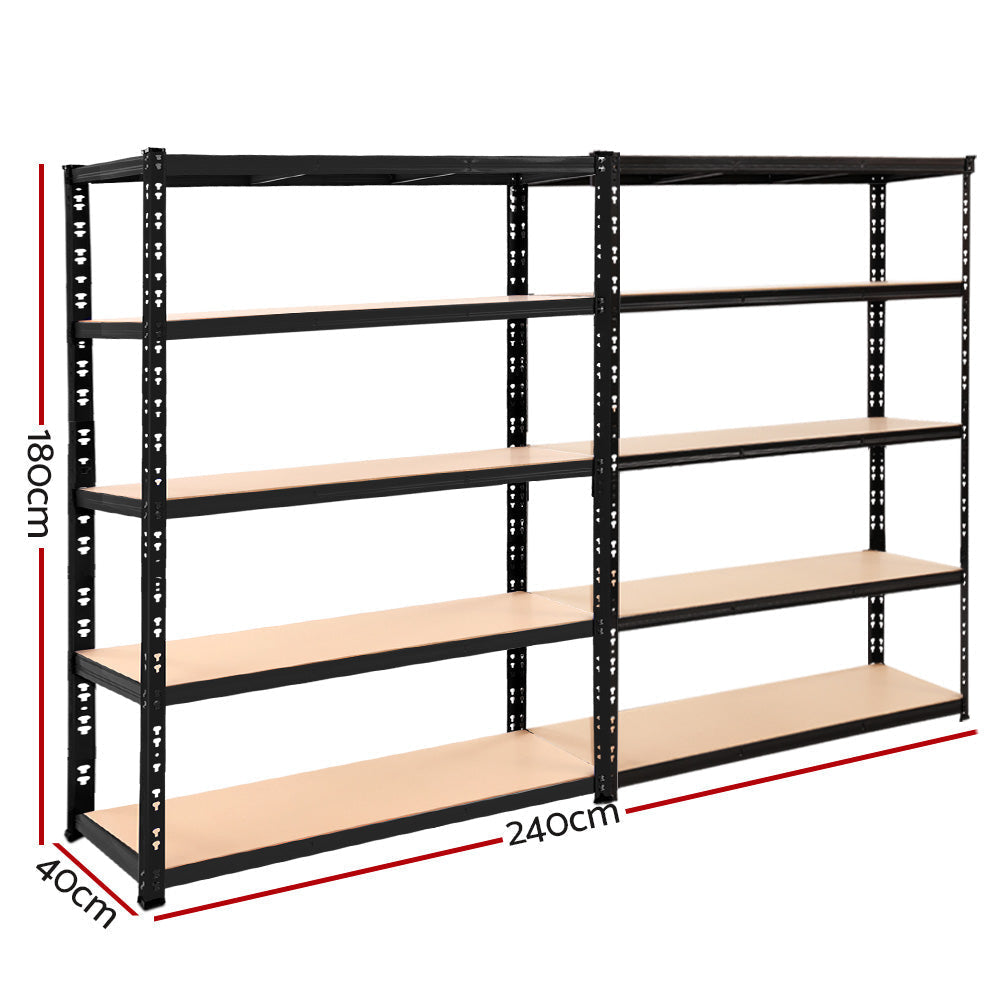 Giantz 2.4MX1.8M Garage Shelving Warehouse Rack Pallet Racking Storage Steel Black-1