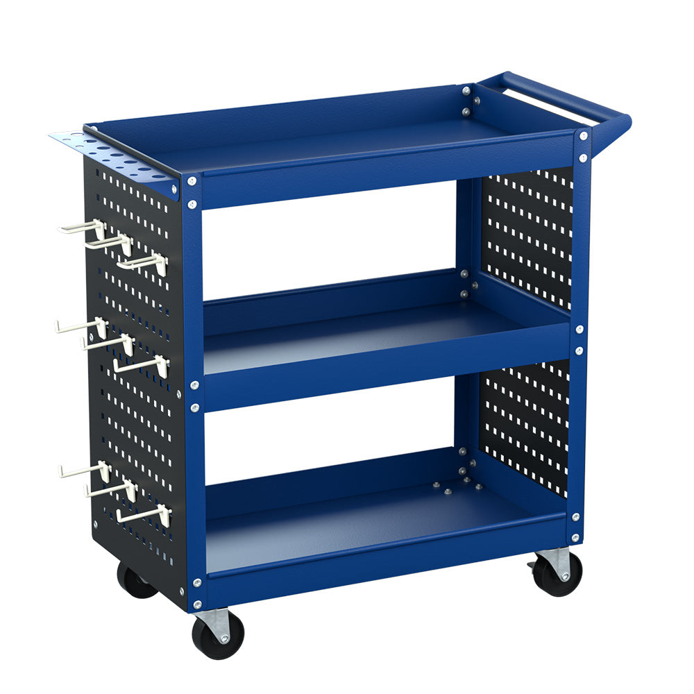 Giantz 3-Tier Tool Trolley Cart Workshop Wheels Mobile Work Mechanic Storage Blue-0