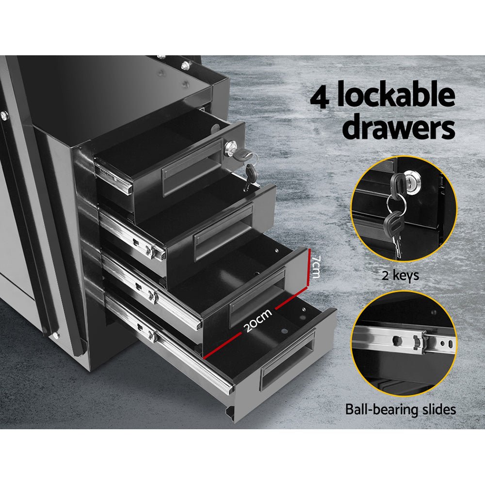 Giantz 4 Drawer Welding Trolley - Black-5