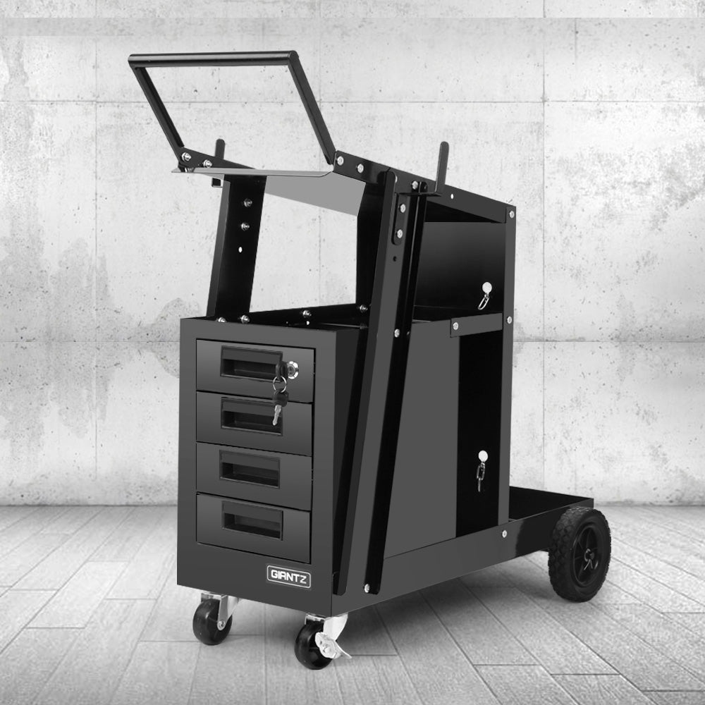 Giantz 4 Drawer Welding Trolley - Black-6