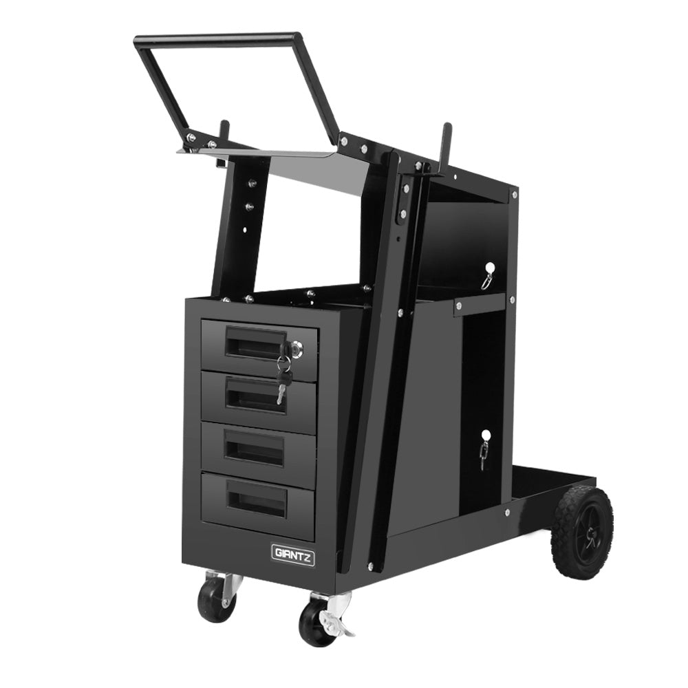 Giantz 4 Drawer Welding Trolley - Black-0