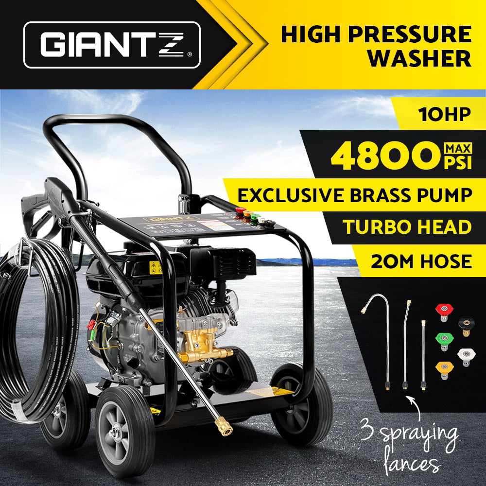 Giantz 4800PSI 20M Petrol High Pressure Cleaner Washer Water Jet Hose Gurney-3