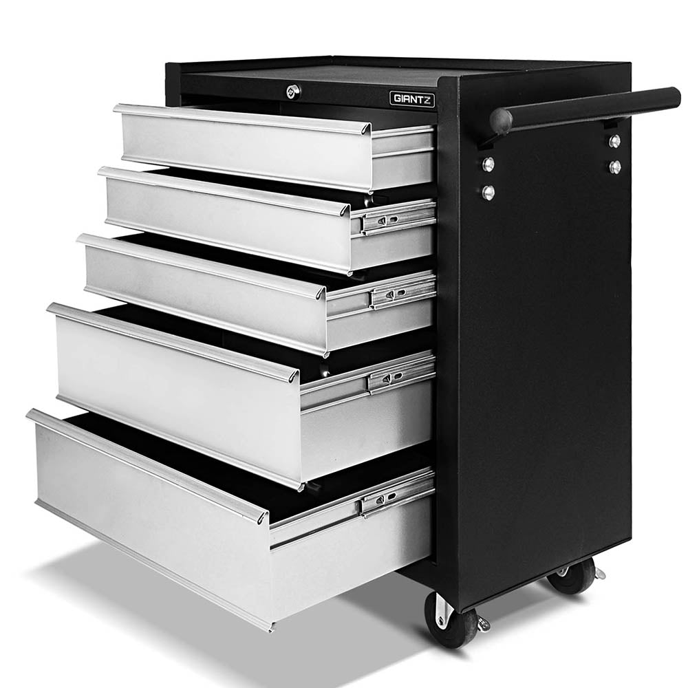 Giantz 5 Drawer Mechanic Tool Box Cabinet Storage Trolley - Black & Grey-0