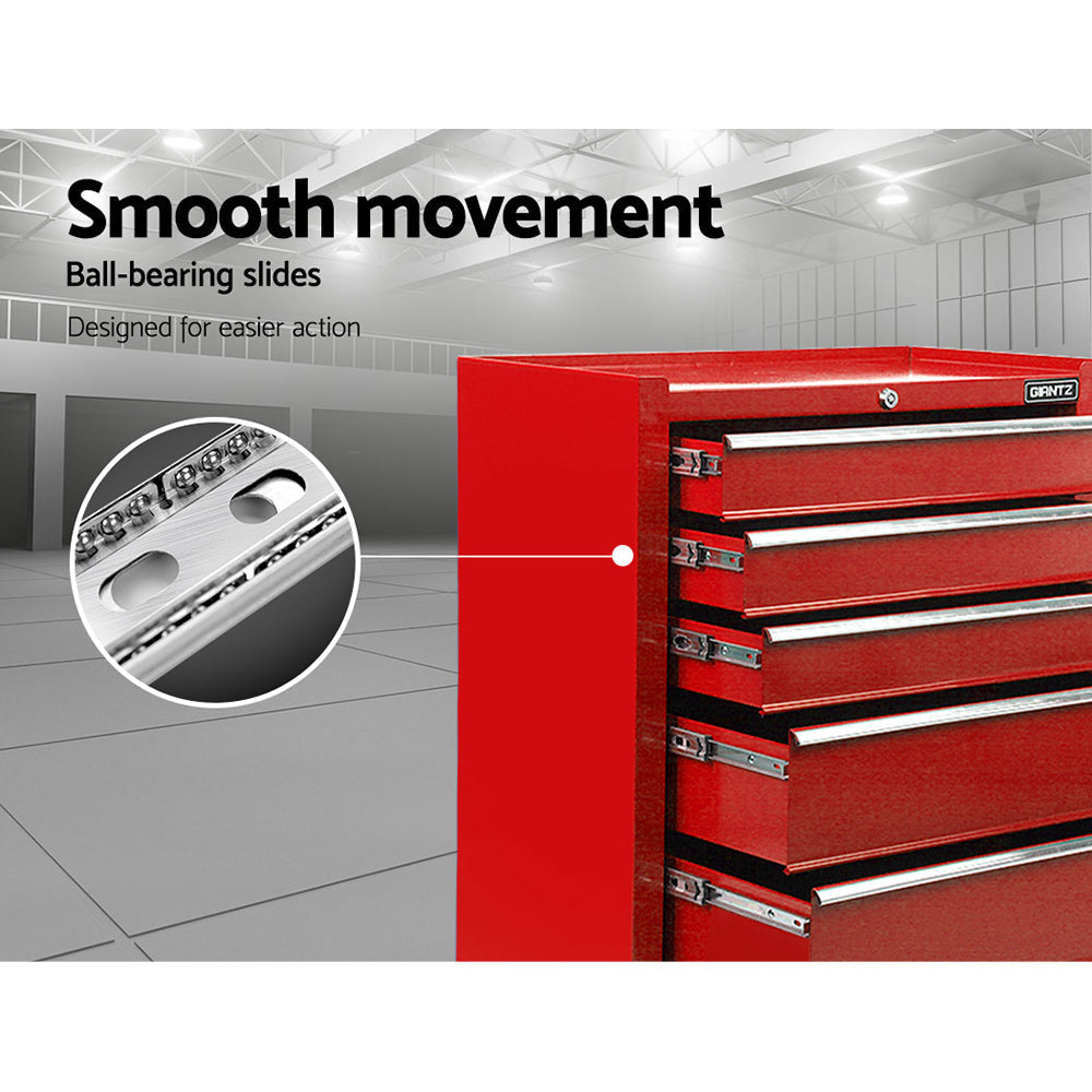 Giantz 5 Drawer Mechanic Tool Box Cabinet Storage Trolley - Red-4