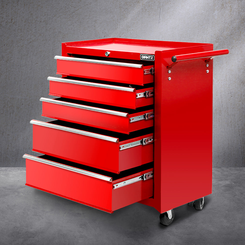 Giantz 5 Drawer Mechanic Tool Box Cabinet Storage Trolley - Red-6