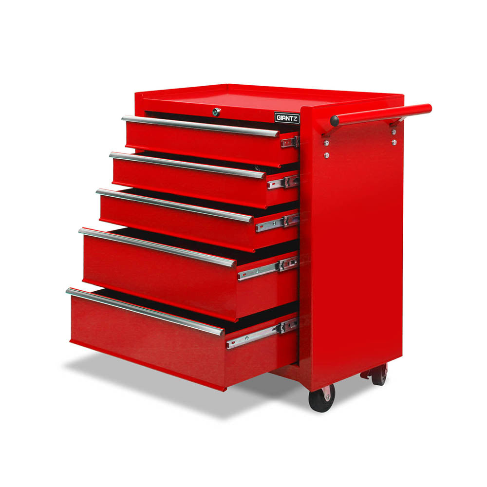 Giantz 5 Drawer Mechanic Tool Box Cabinet Storage Trolley - Red-0