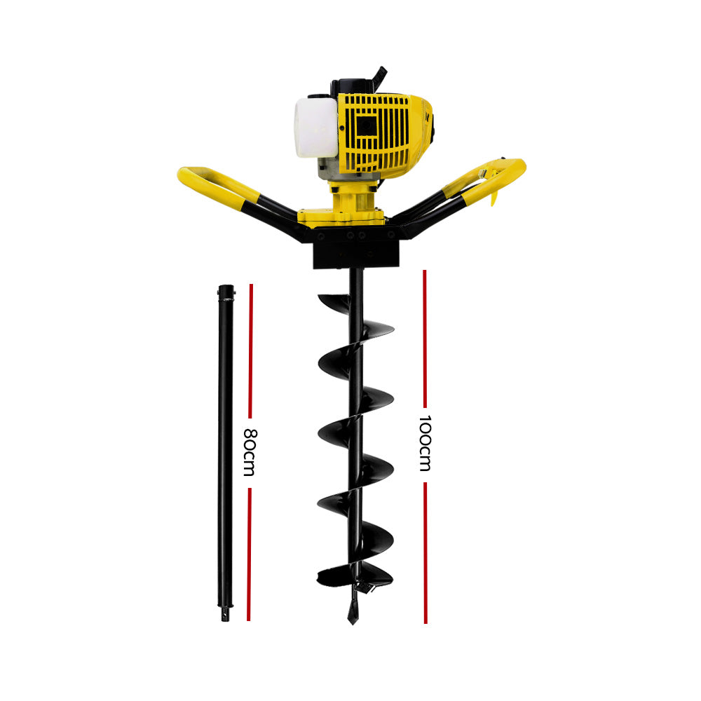 Giantz 80CC Petrol Post Hole Digger Auger Bits Drill Borer Fence Extension-1