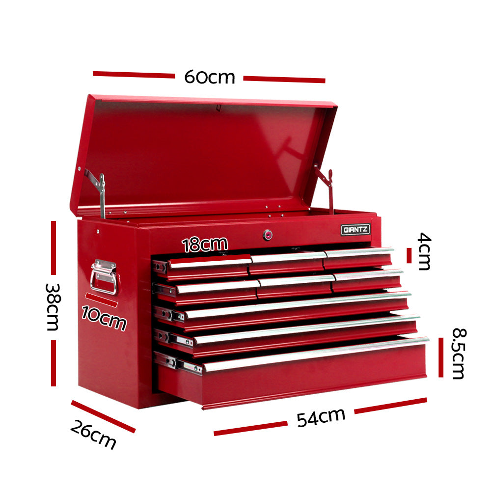 Giantz 9 Drawer Mechanic Tool Box Cabinet Storage - Red-1