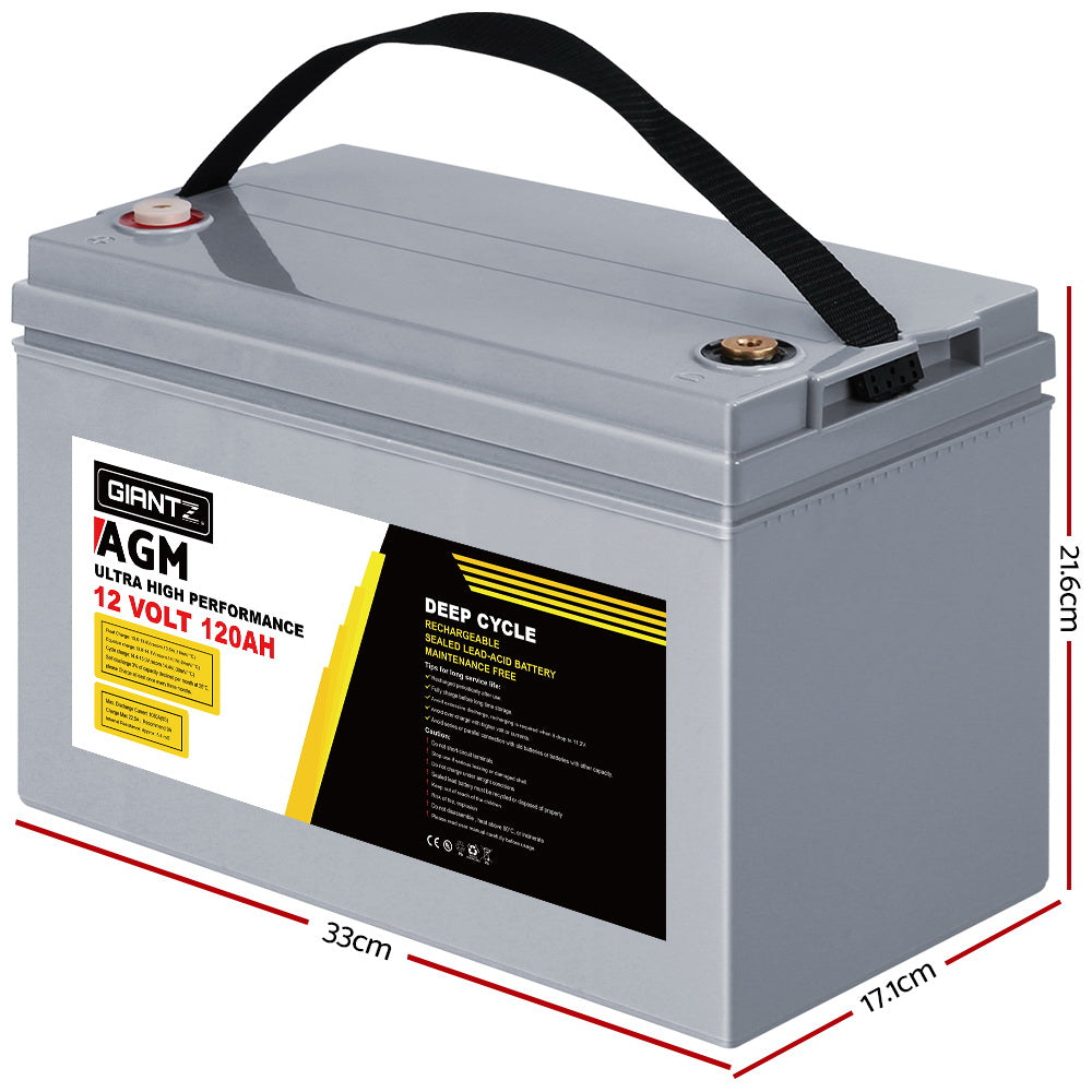 Giantz AGM Deep Cycle Battery 12V 120Ah Marine Sealed Power Portable Box Sola-1